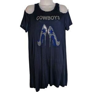Ginger G Cold Shoulder Game Day Shirt Sz M Dallas Cowboys Bedazzled Maternity